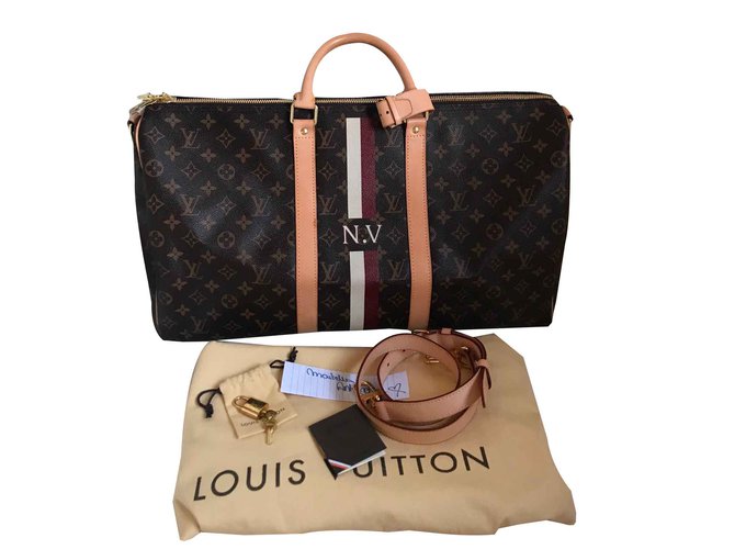 Louis Vuitton Keepall Bandouliere « Mon monogram «  Toile Marron foncé  ref.101180