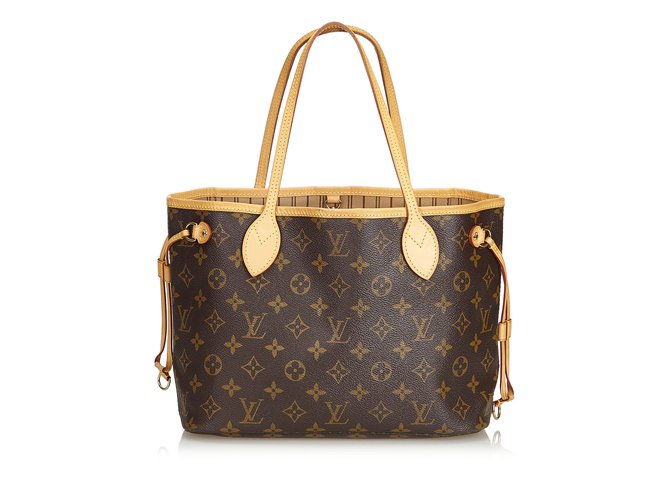 Louis Vuitton Monogram Neverfull PM Brown Leather Cloth  ref.101279