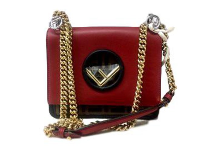 Fendi KAN I COLLECTION 2019 Brown Red Leather  ref.101299