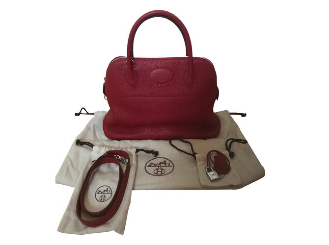 Bolso de bolide 31 Hermès Rouge Garance Roja Cuero  ref.101305