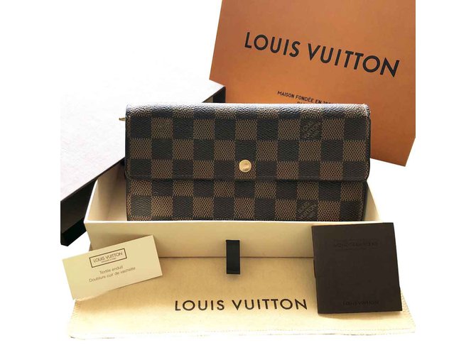 Louis Vuitton carteira de ebene mais damier Castanho claro Castanho escuro Couro  ref.101306