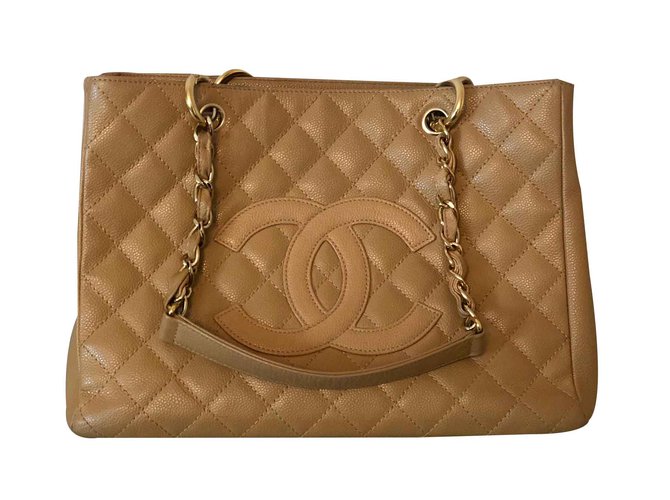 Chanel Grand shopping Beige Leather  ref.101308