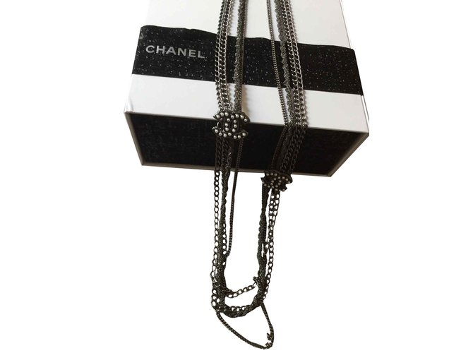 Jumper Chanel Cinza Metálico Aço  ref.101327