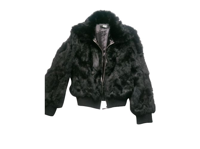 Autre Marque Rabbit fur jacket black size 42