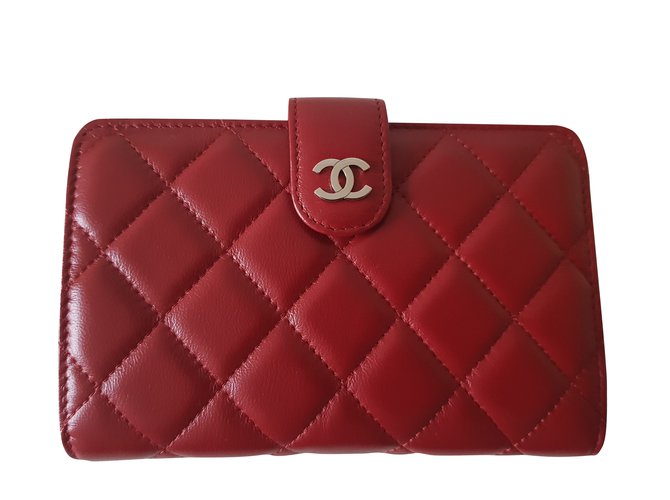 Nova carteira Chanel Vermelho Couro  ref.101370