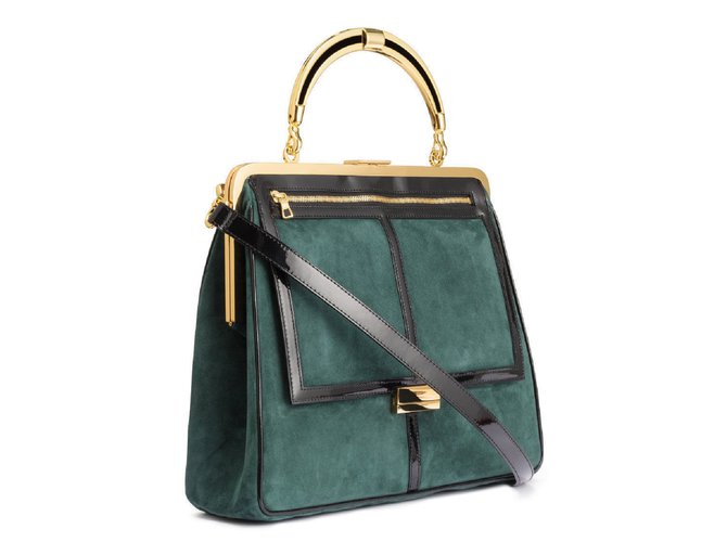 Balmain pour H&M Handbags Dark green Suede  ref.101385