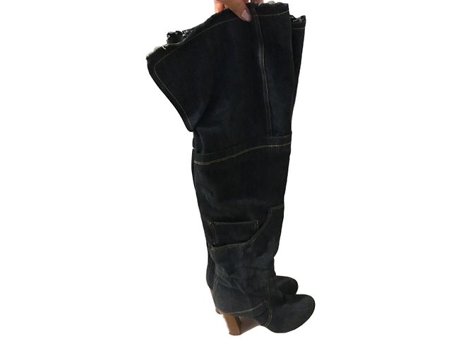Chanel Botas R-Renzi em Denim Azul Marinho