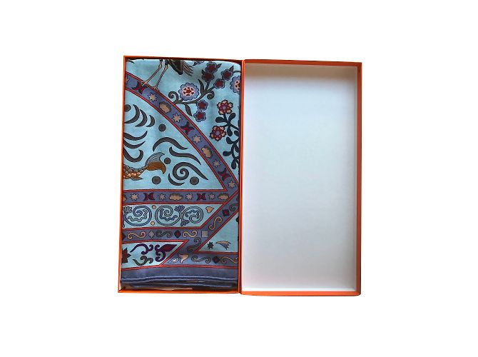 Scialle di cachemire e seta Hermès 140 Wind People Blu
