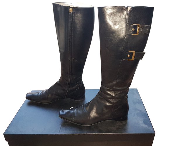 Chanel Boots Black Leather  ref.101444