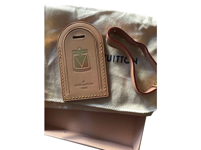 Louis Vuitton Large Vacchetta Luggage Tag hot stamped Madrid Beige Leather  ref.101486