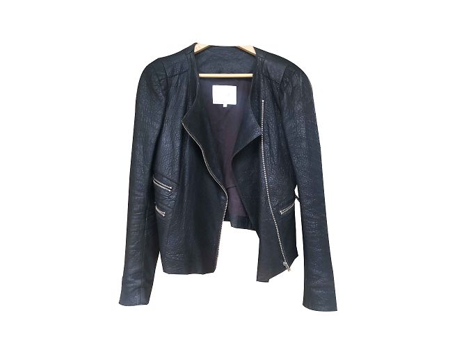 Maje Austral leather jacket black