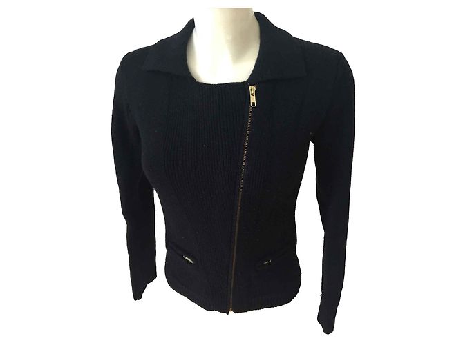 Autre Marque Cardigan tipo bomber Teenflo negro de lana talla S