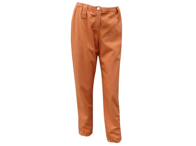 Hermès Pantaloni, ghette Arancione Cotone Elastan  ref.101506