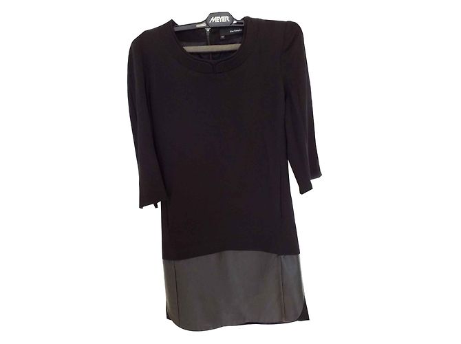The Kooples Belo vestido bi material de couro e viscose Preto