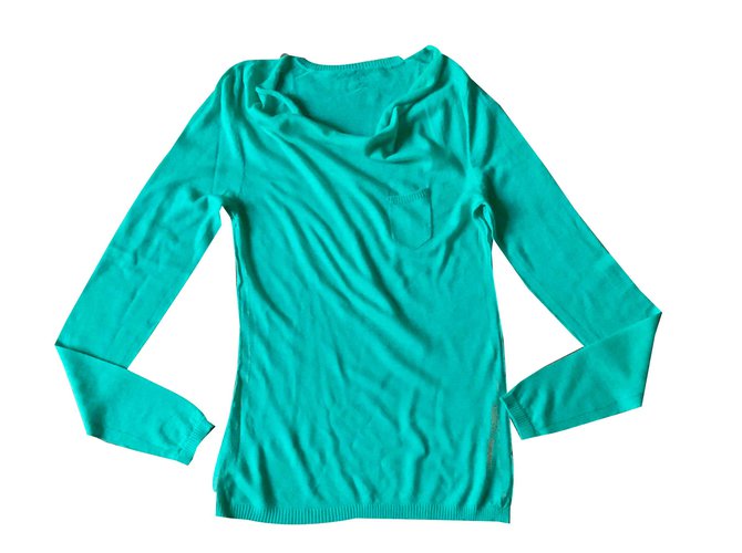 Adolfo Dominguez fine green chlorophyll sweater with cowl neck Size S or XS Light green Turquoise Wool  ref.101580