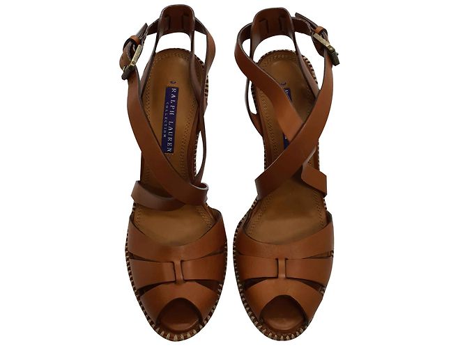 Sandali Ralph Lauren Jodene Tribute Marrone Pelle Caramello