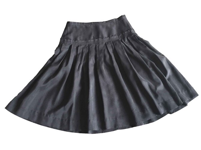 Autre Marque Charcoal gray silk skirt T. 36 Dark grey  ref.101682