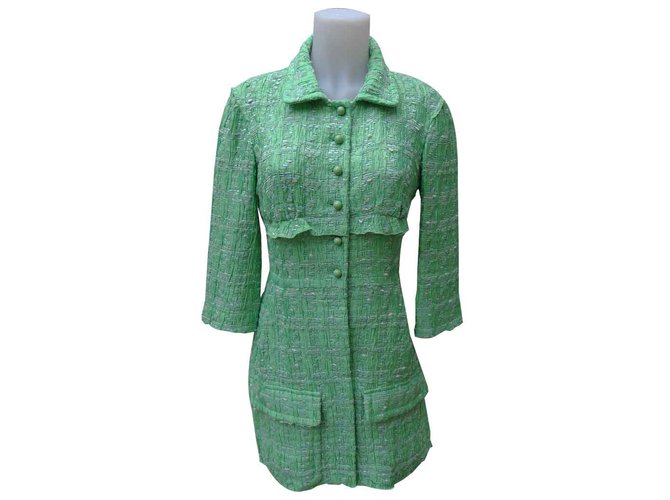 Nina Ricci Coats, Outerwear Green Silk Wool Viscose Polyamide Acrylic  ref.101692