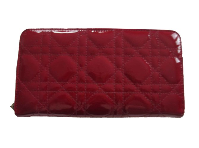 Lady Dior Wallet Dark red Patent leather  ref.101727