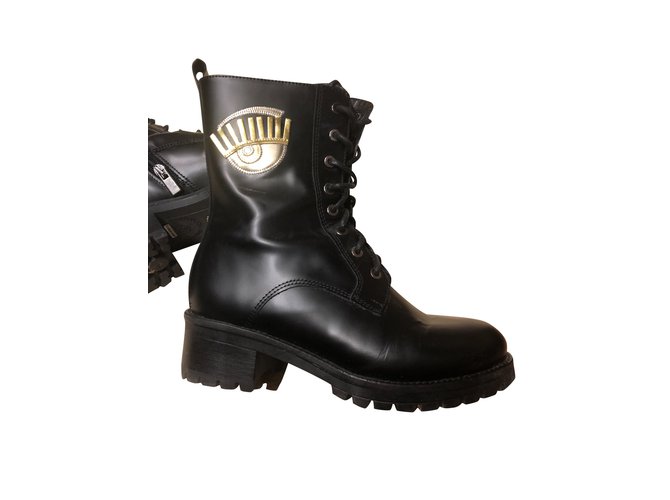 Chiara Ferragni Ankle Boots Black Leather  ref.101731