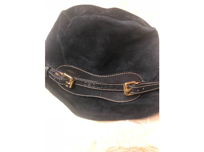 Dsquared2 Black Deerskin Leather Hat