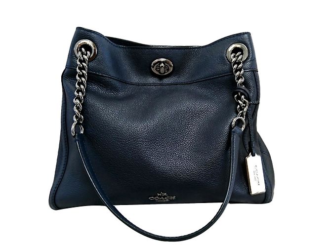 Borsa Coach Edie in pelle blu scuro