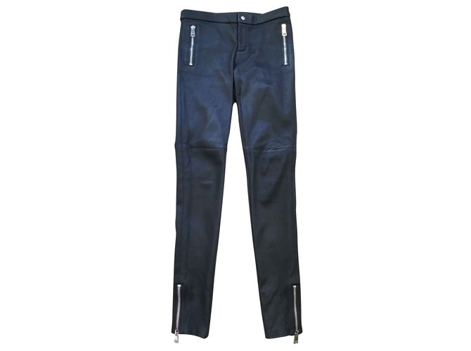 Gucci Pantalons, leggings Cuir Noir  ref.101747