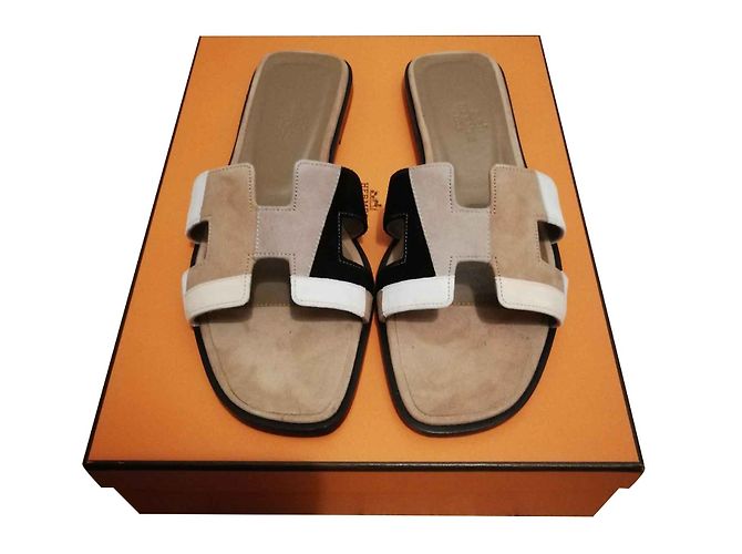 Sandali Hermès Oran Multicolore Beige