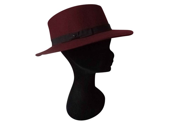 The Kooples Hat / Panama / Borsalino Dark red Wool  ref.101813