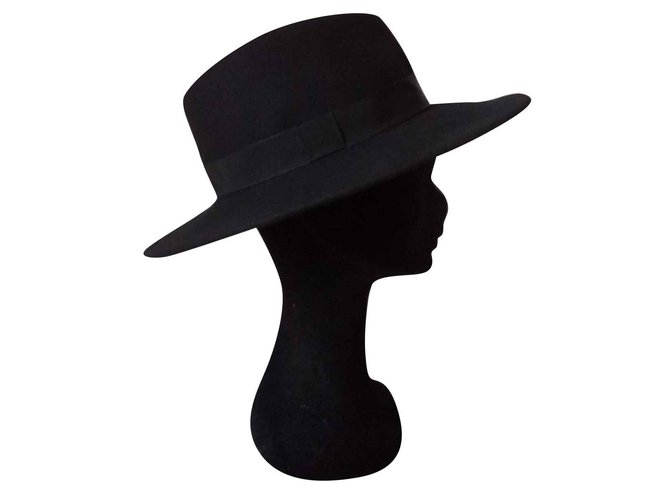 Tara Jarmon Hat / Panama / Borsalino Black Wool  ref.101825