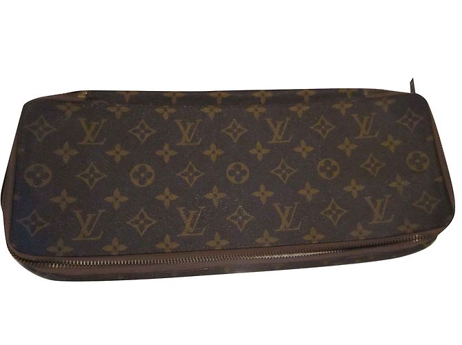 Louis Vuitton Tie Pocket Clutch Brown Cloth