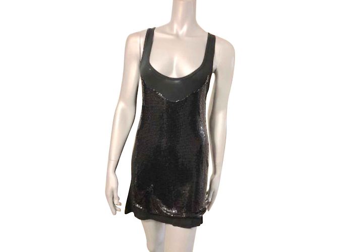 Autre Marque Amor and Spyche Ärmelloses schwarzes Tunika Kleid mit Perlen