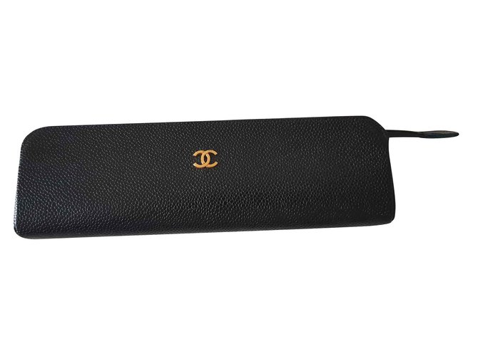 Chanel clutch Black Leather  ref.101856