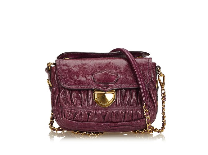 Prada Bolso bandolera con cadena de cuero mini recolectado Púrpura  ref.101899