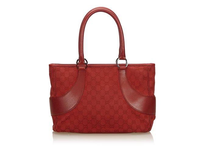 Guccissima Canvas Handbag Red Leather Cloth Cloth  ref.101902