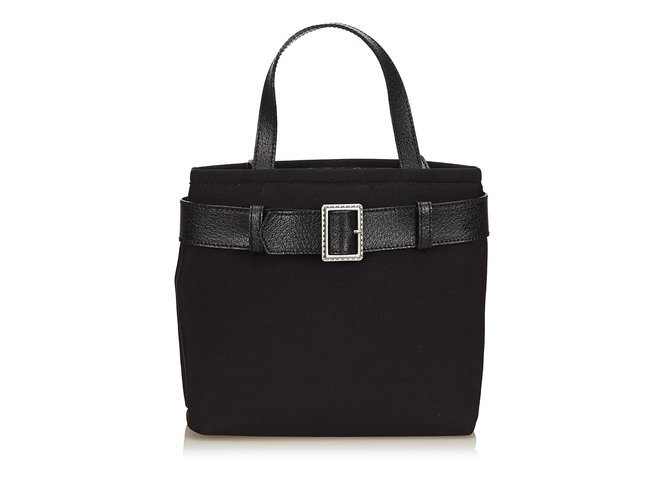 Burberry Nylon Tote Bag Black Leather Cloth  ref.101909