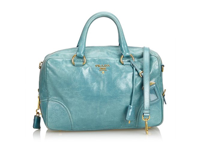 Prada Leather Satchel Bag Blue  ref.101921