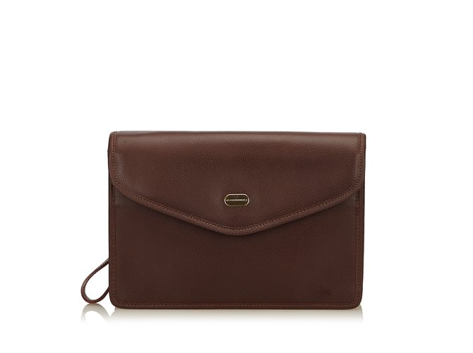 Burberry Leather Clutch Bag Brown  ref.101939