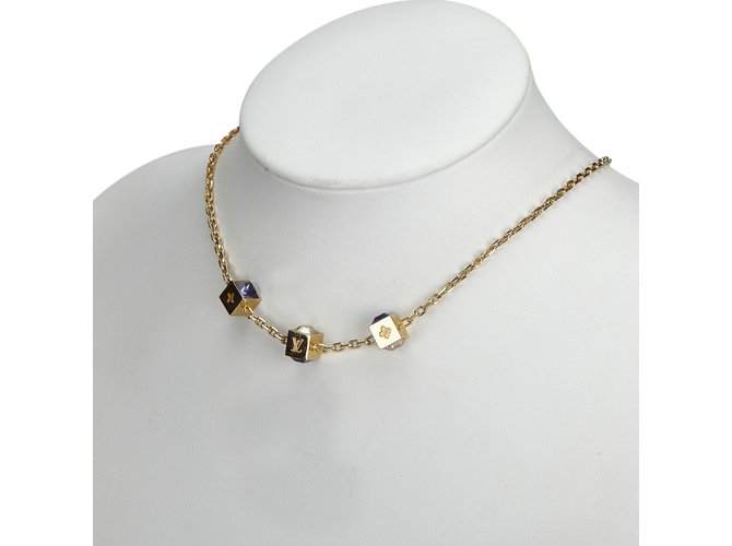 Louis Vuitton Goldtone Metal Link Crest Necklace - Yoogi's Closet