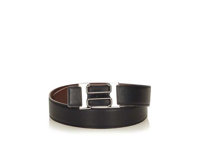 Hermès Constance Belt Cuir Métal Noir Argenté  ref.101952