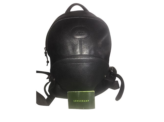 Longchamp Black Leather Backpack