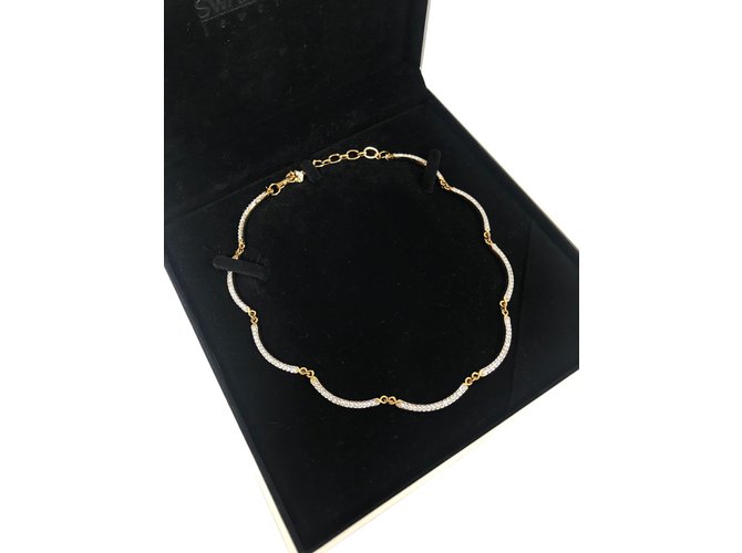 Swarovski rhinestone necklace Silvery Golden Metal  ref.102027