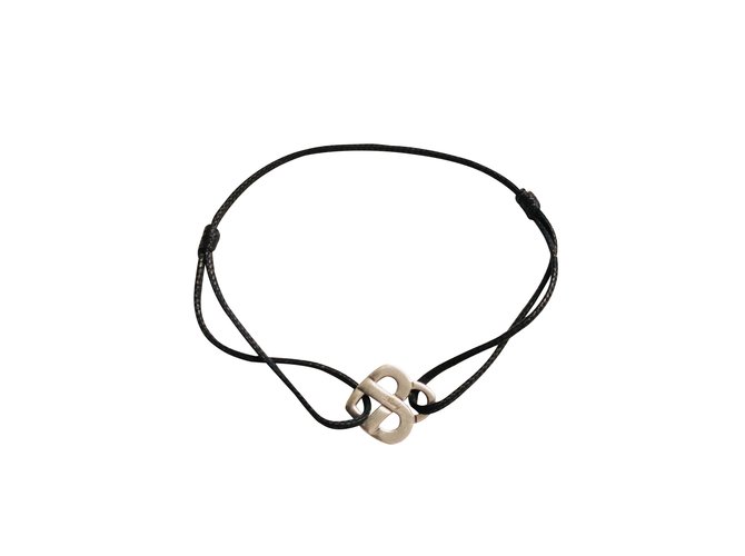 Infinity heart bracelet Poiray Black Silvery Silver Rope  ref.102055