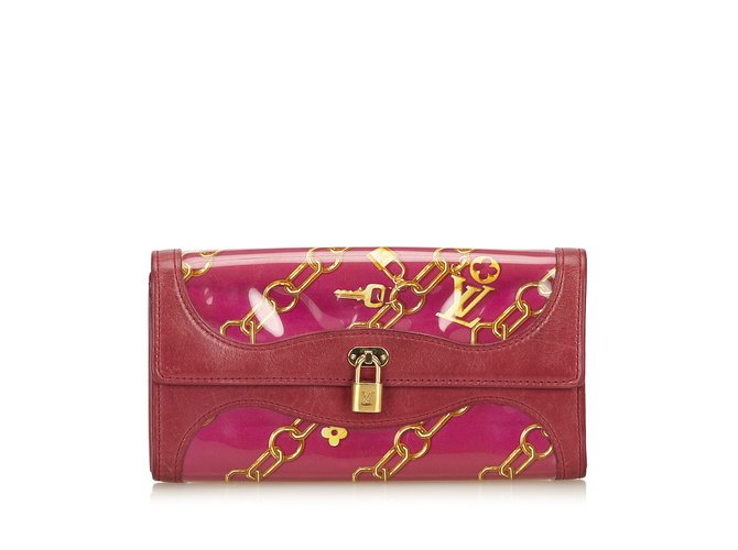 Louis Vuitton Charm Line Bifold Long Wallet Pink Leather Plastic  ref.102092