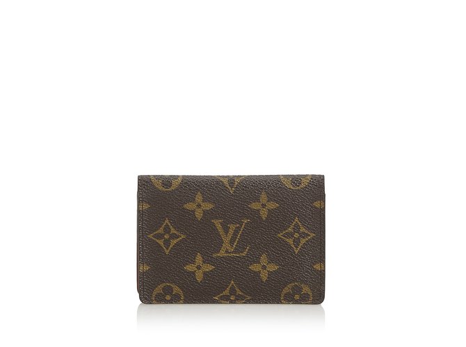 Louis Vuitton Monograma Porte 2 Cartes Vertical Marrom Lona  ref.102109