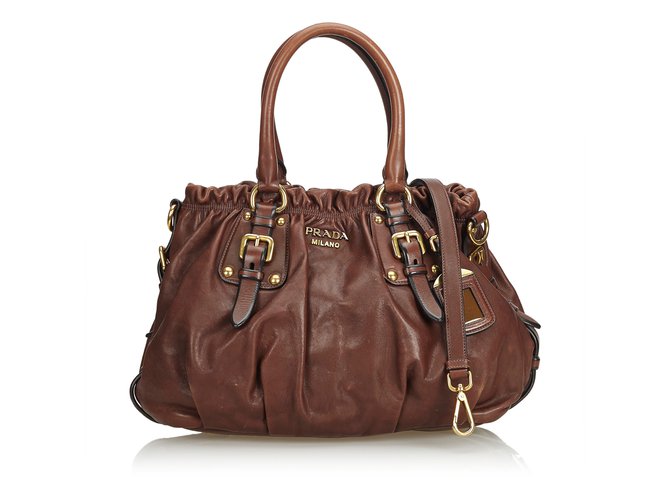 Prada Leather Satchel Bag Brown  ref.102123