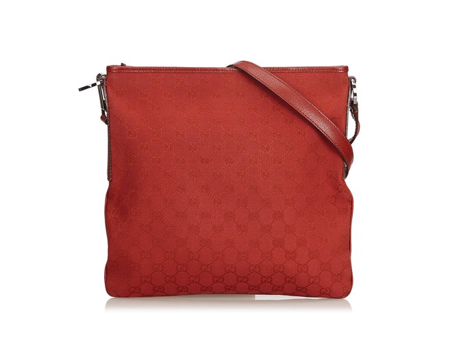 Guccissima Jacquard Crossbody Bag Red Leather Cloth  ref.102132