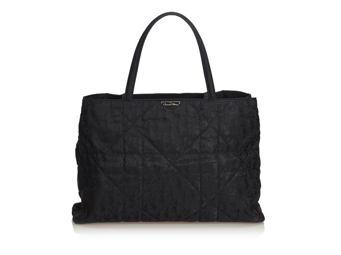 Dior Tote Bag trapuntata in nylon Nero Panno  ref.102168