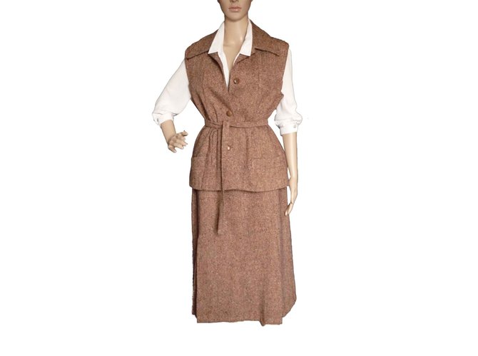 Pierre Cardin Skirt suit Light brown Wool  ref.102223