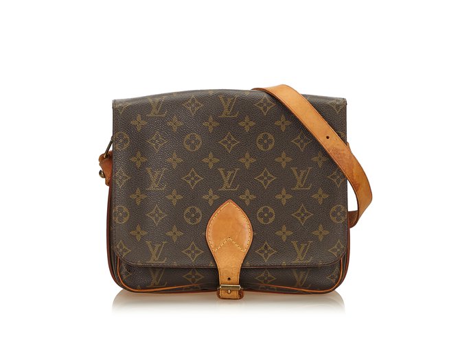 Louis Vuitton Monogram Cartouchiere MM Brown Leather Cloth  ref.102252